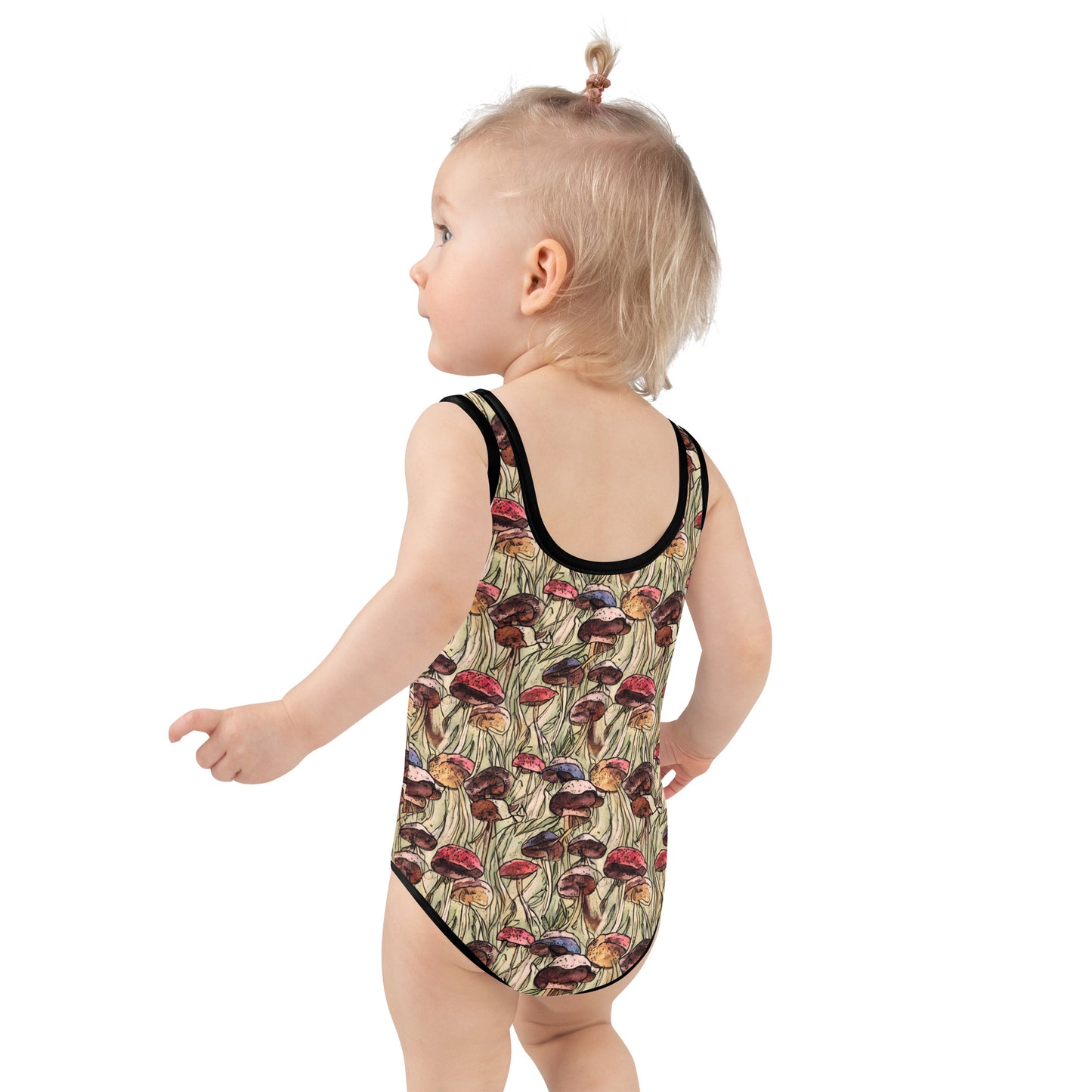 Mushroom All-Over Print Little Kids Swimsuit