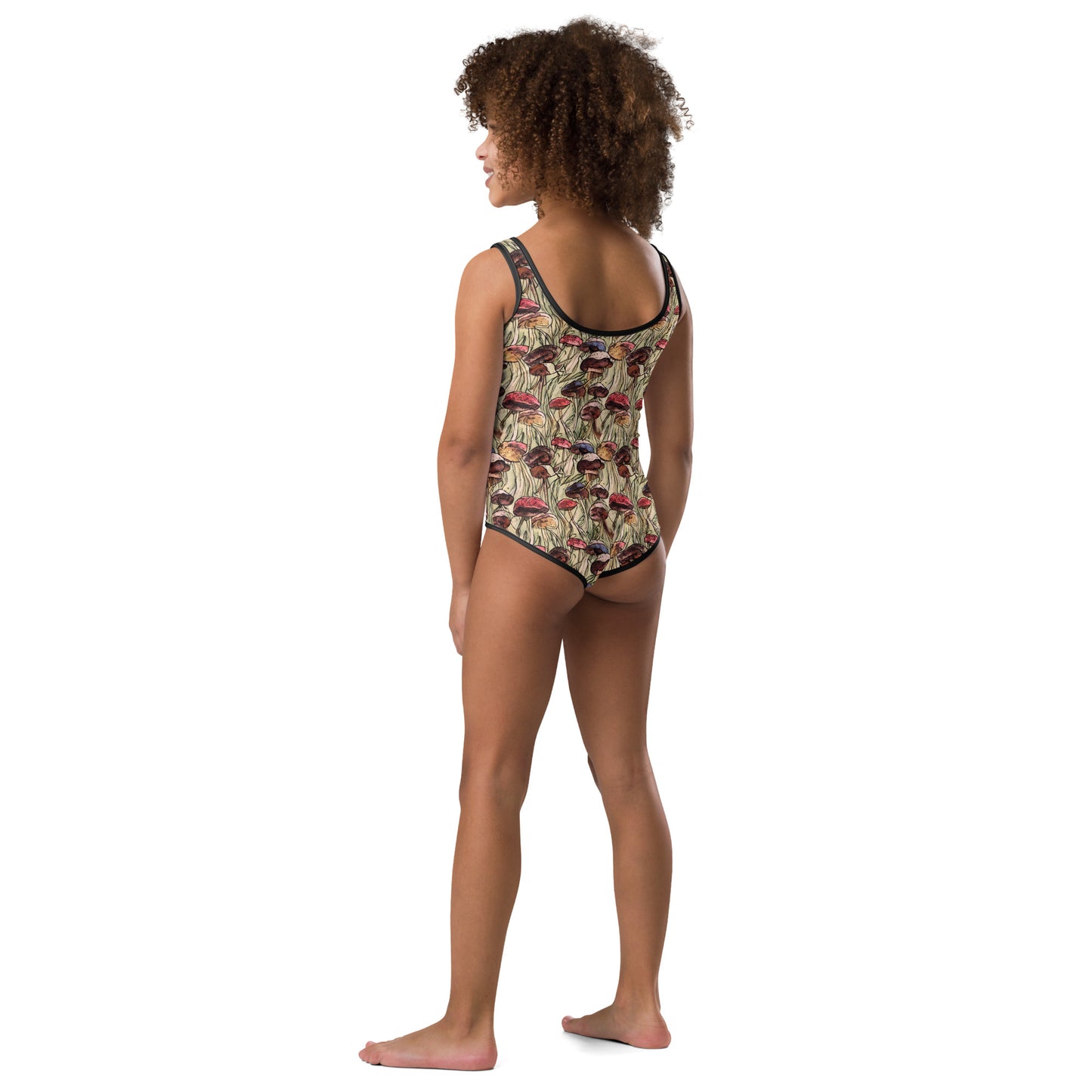 Mushroom All-Over Print Little Kids Swimsuit