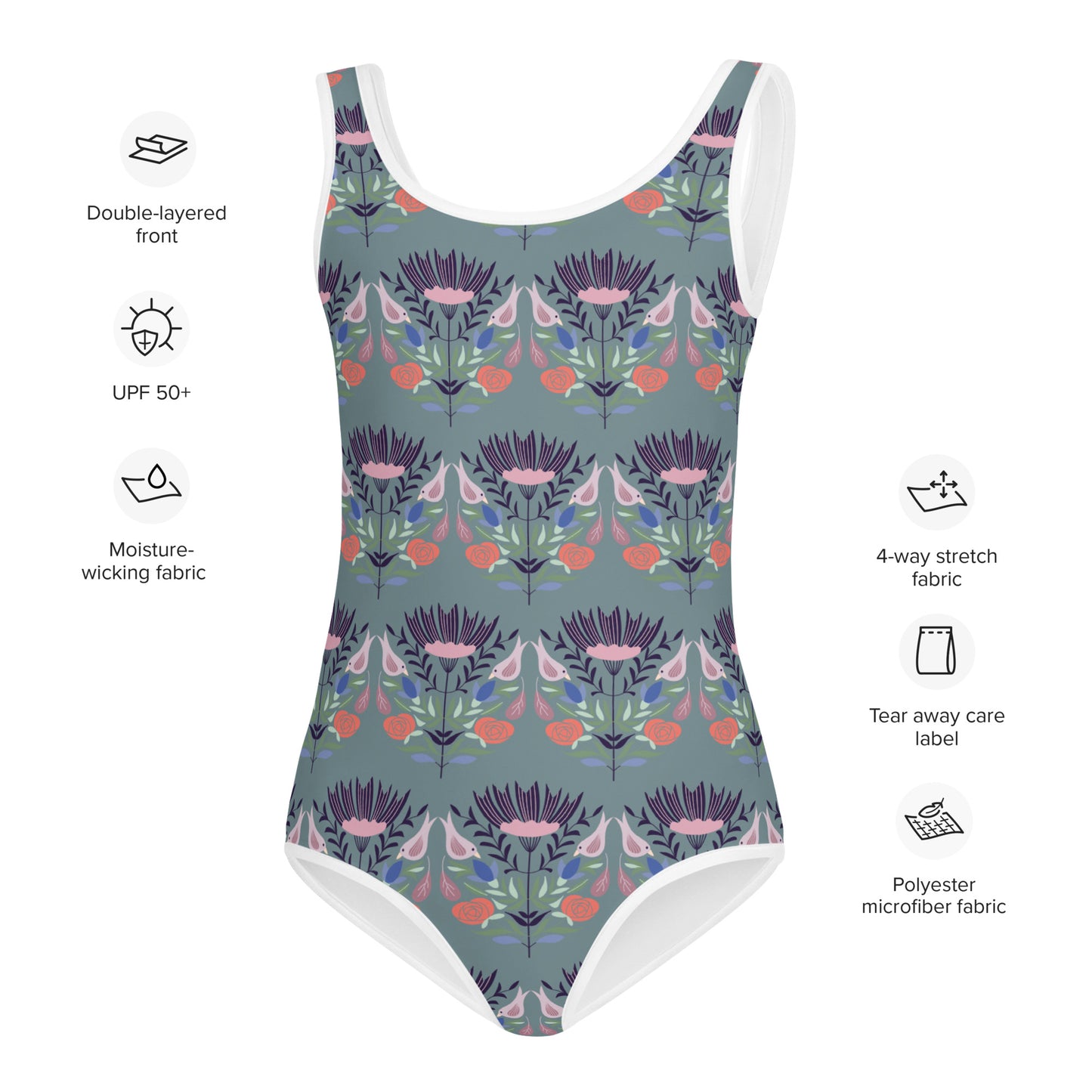 Floral All-Over Print Kids Swimsuit