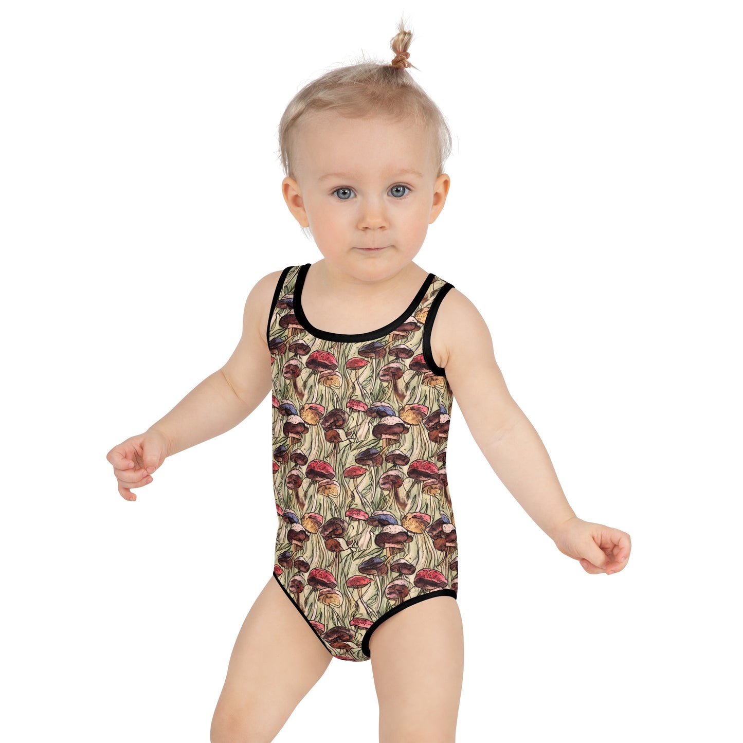 Mushroom All-Over Print Little Kids Swimsuit