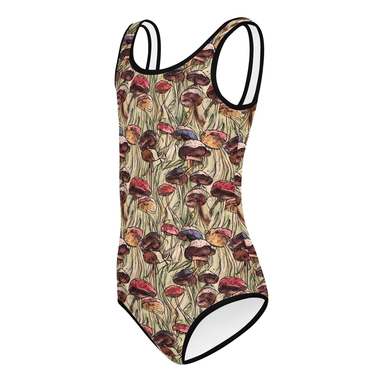 Mushroom All-Over Print Little Kids Swimsuit