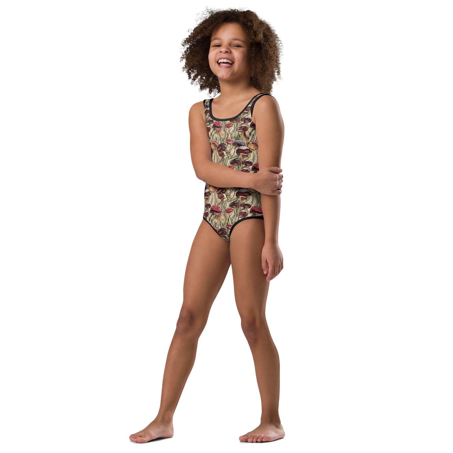 Mushroom All-Over Print Little Kids Swimsuit