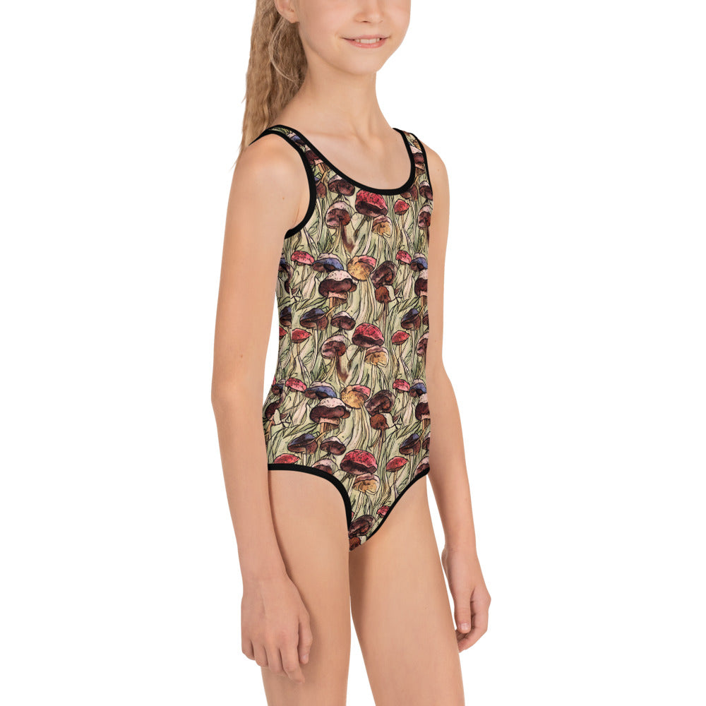 Mushroom All-Over Print Little Kids Swimsuit