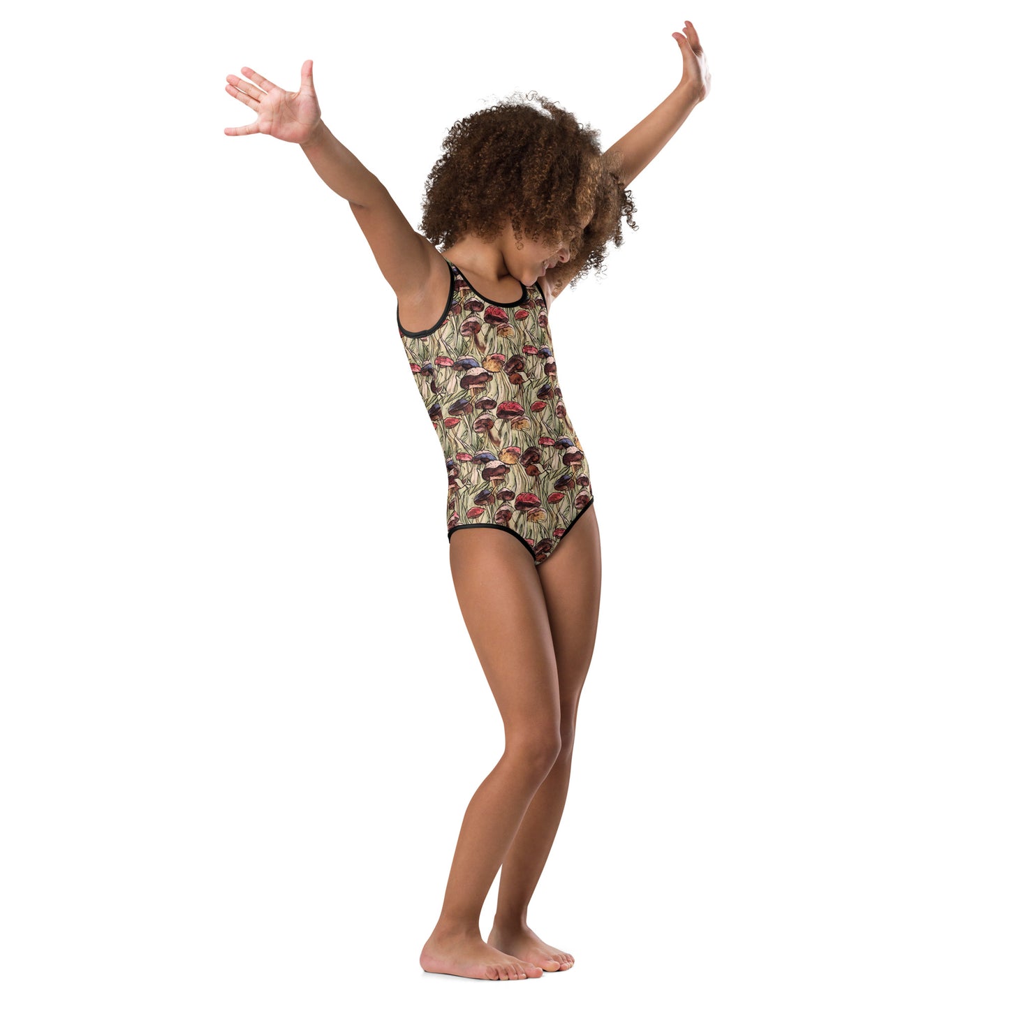 Mushroom All-Over Print Little Kids Swimsuit