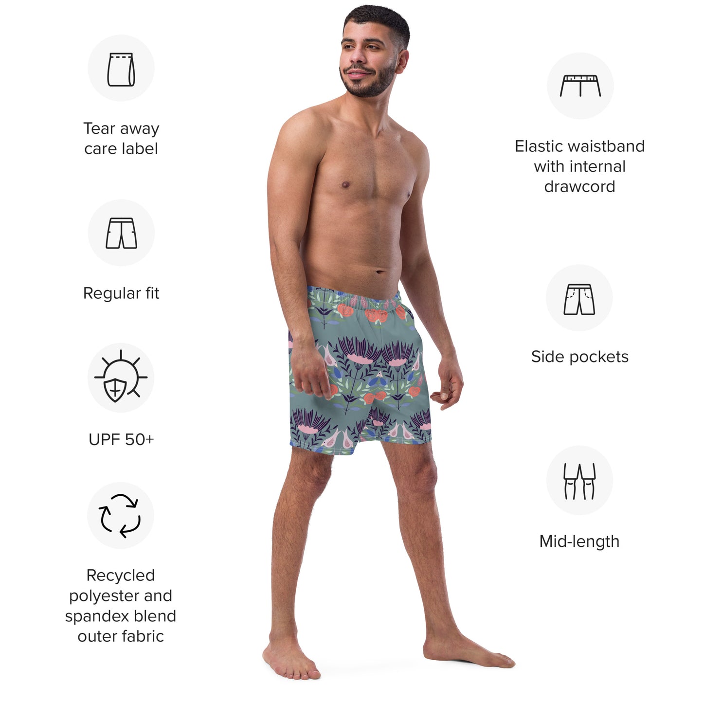 Floral Men's swim trunks