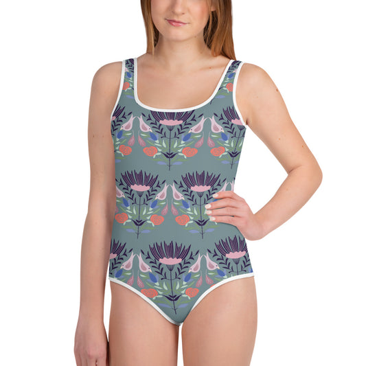 Floral All-Over Print Youth Swimsuit