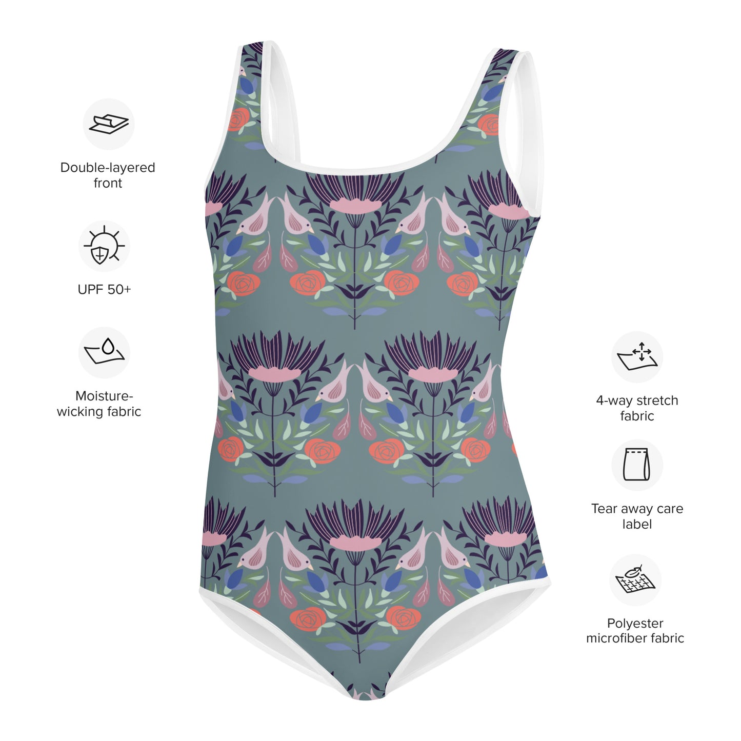 Floral All-Over Print Youth Swimsuit