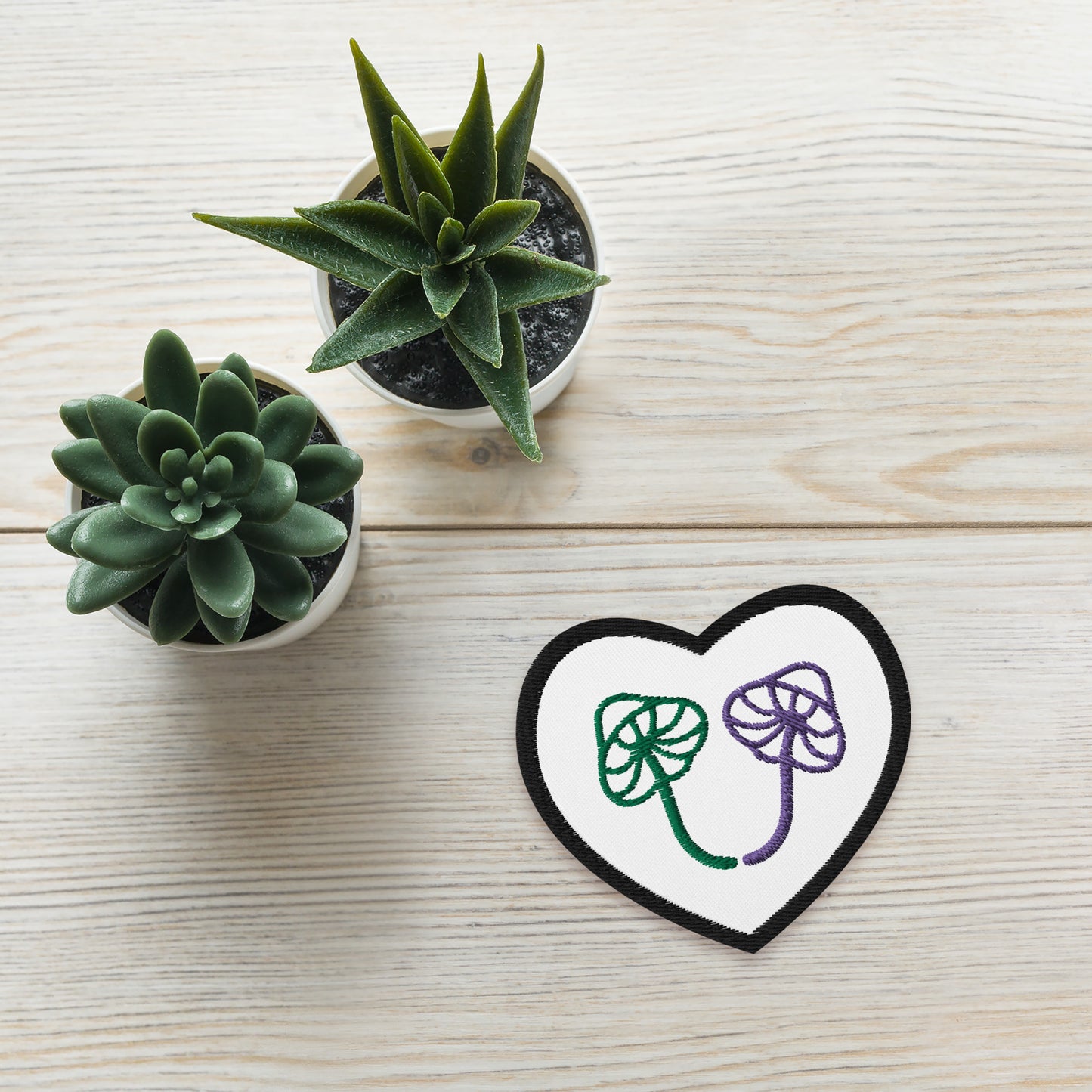 Embroidered MUSHROOM heart patches