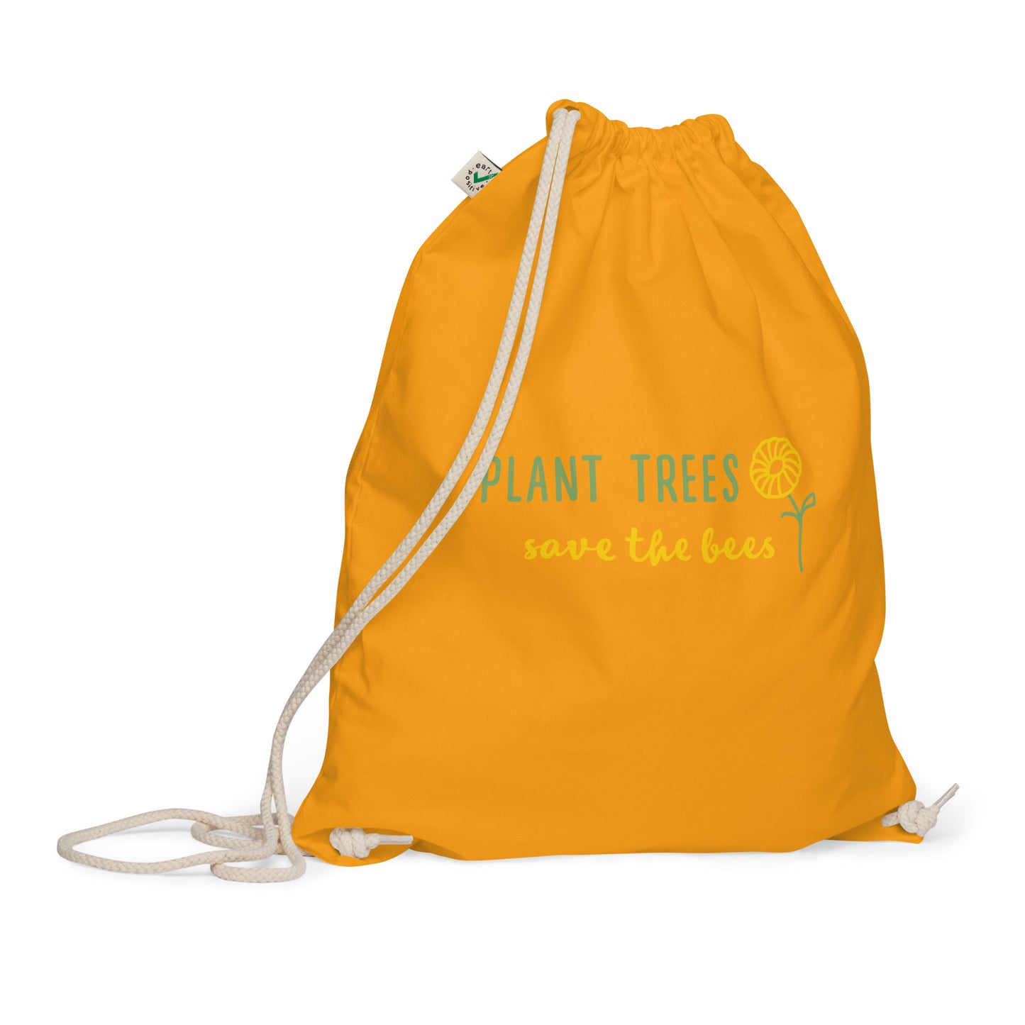 Organic cotton Save bees  drawstring bag