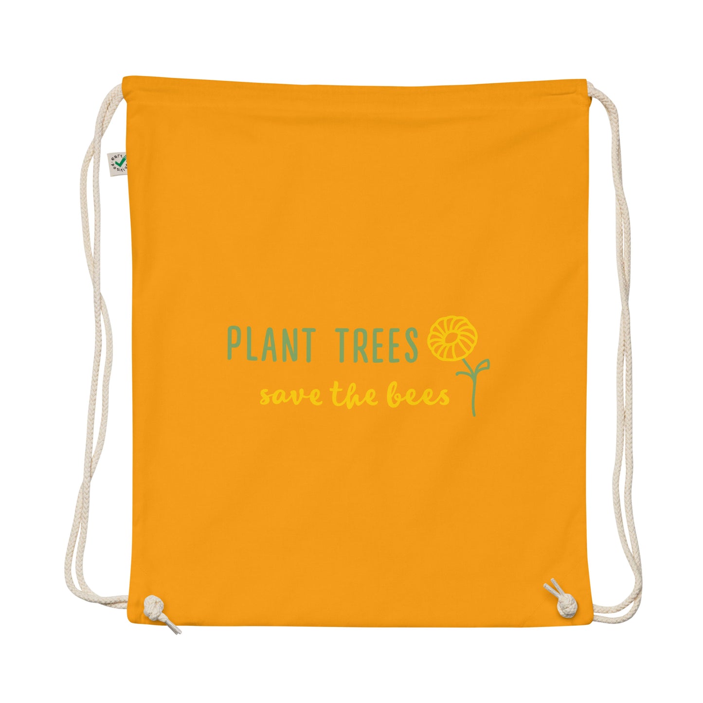 Organic cotton Save bees  drawstring bag