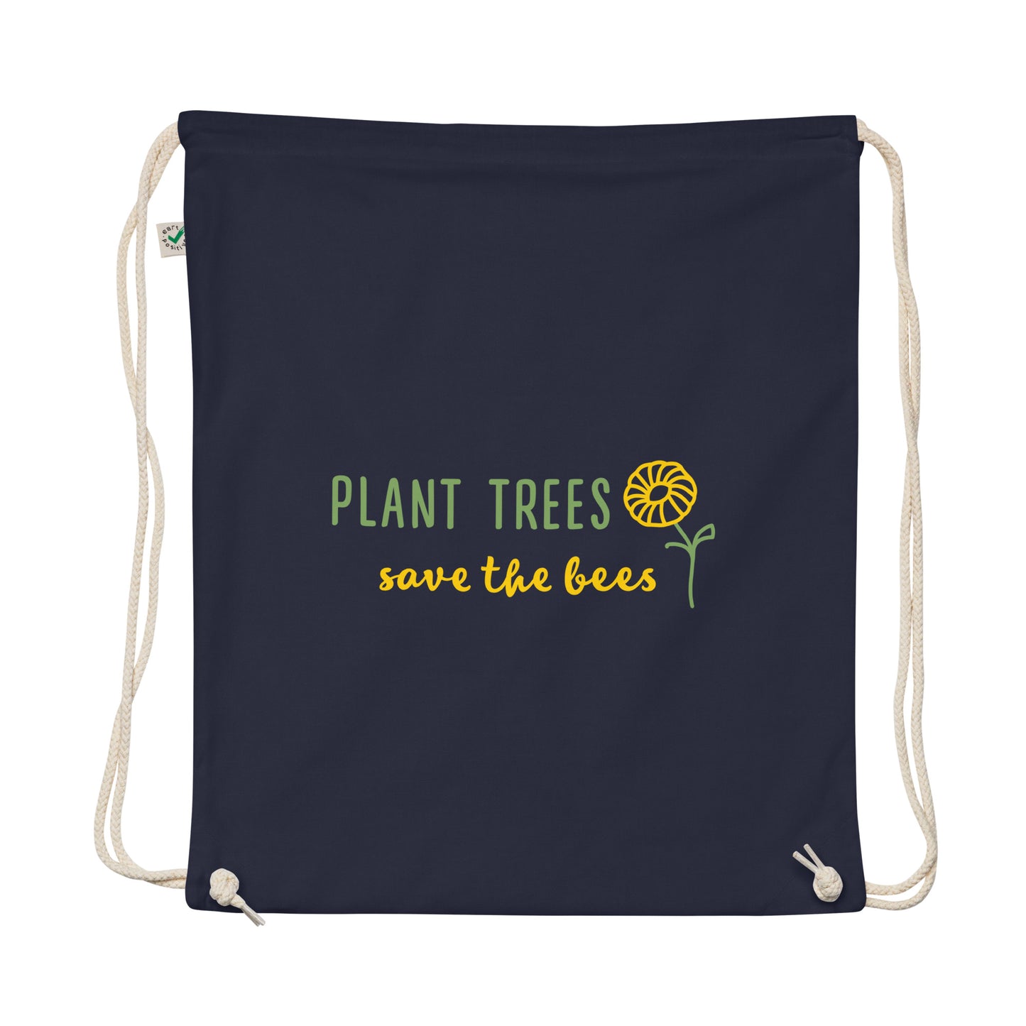 Organic cotton Save bees  drawstring bag