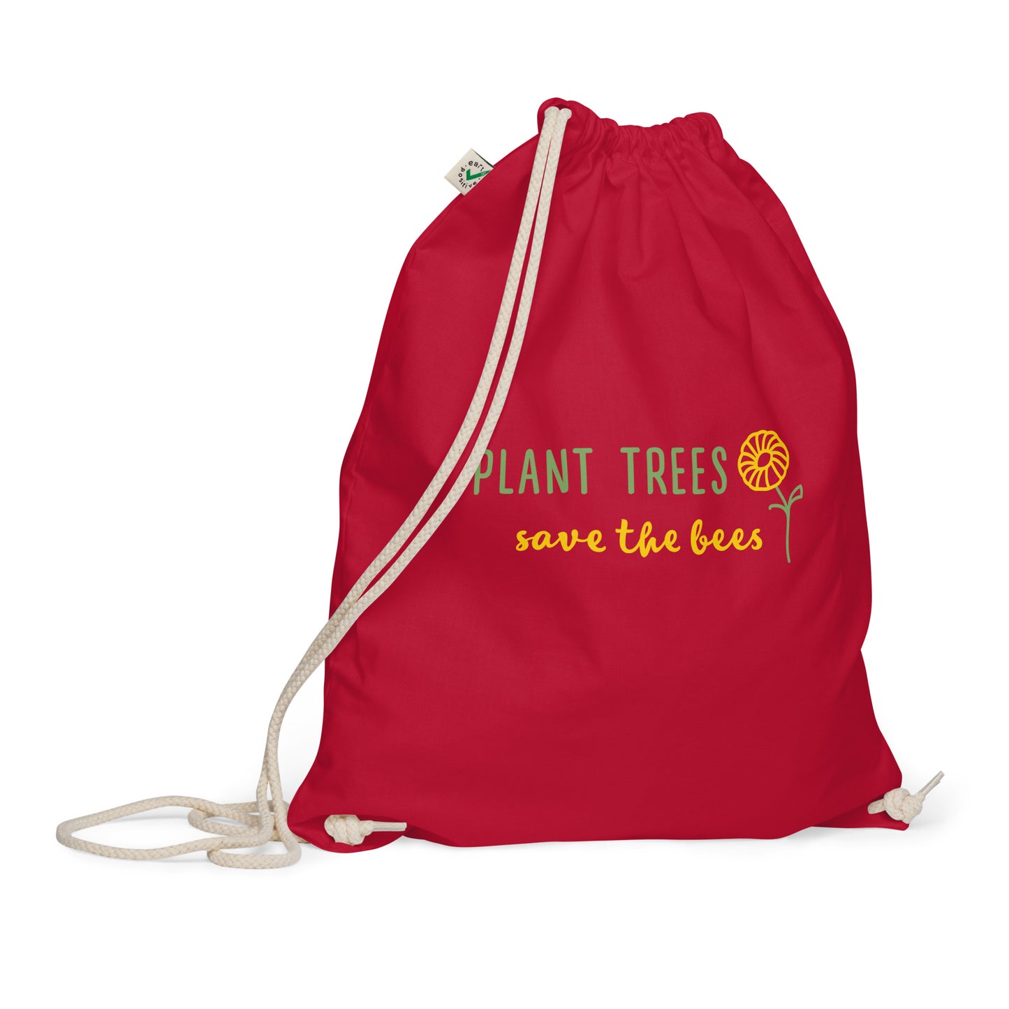 Organic cotton Save bees  drawstring bag