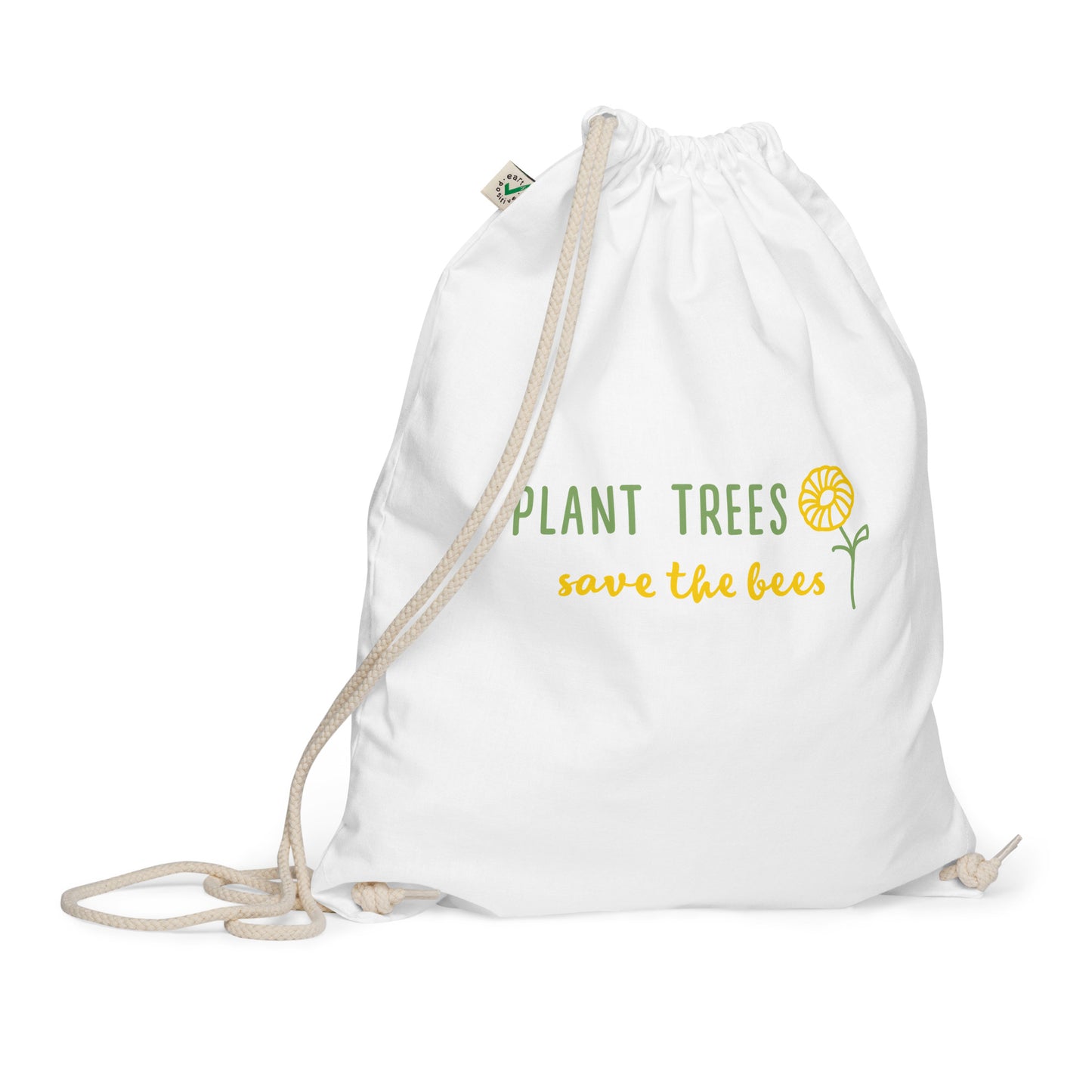 Organic cotton Save bees  drawstring bag