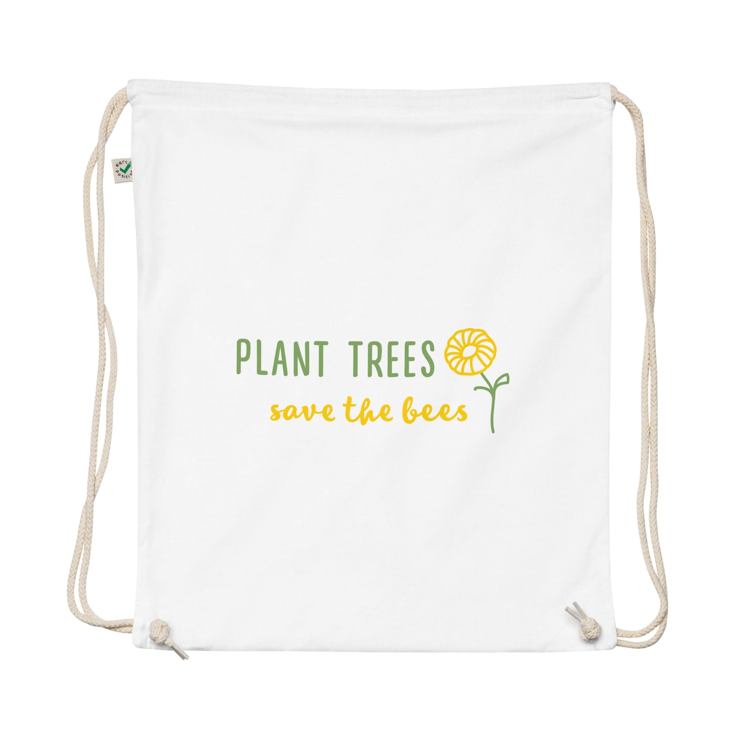 Organic cotton Save bees  drawstring bag